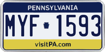 PA license plate MYF1593