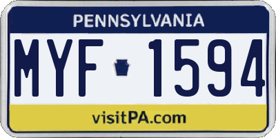 PA license plate MYF1594