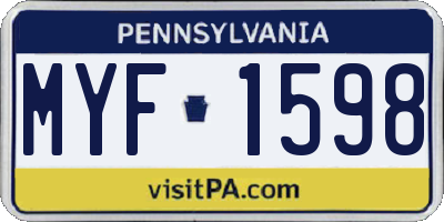 PA license plate MYF1598