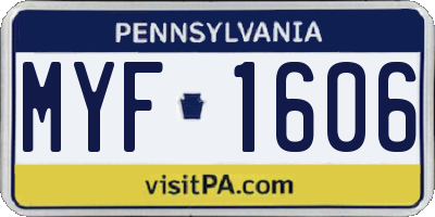 PA license plate MYF1606