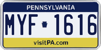 PA license plate MYF1616