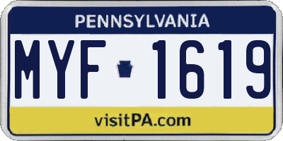 PA license plate MYF1619