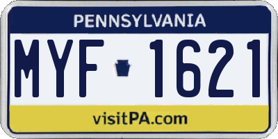 PA license plate MYF1621