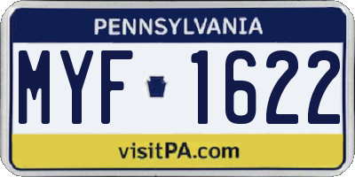 PA license plate MYF1622
