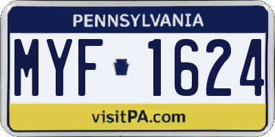 PA license plate MYF1624