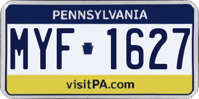PA license plate MYF1627