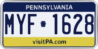 PA license plate MYF1628