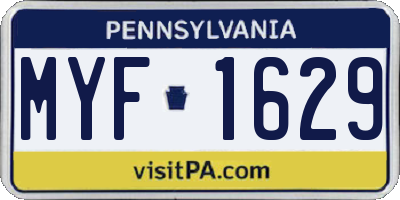 PA license plate MYF1629