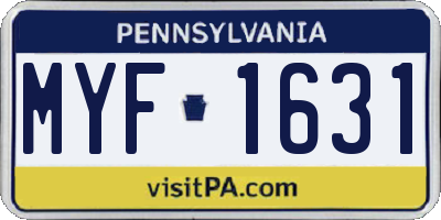 PA license plate MYF1631