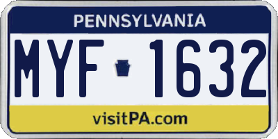 PA license plate MYF1632
