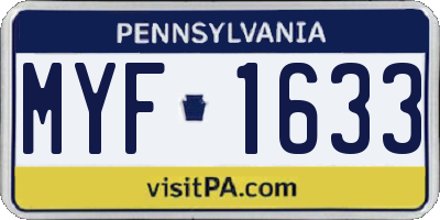 PA license plate MYF1633