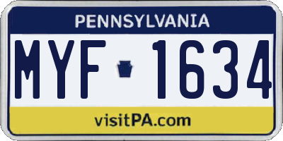 PA license plate MYF1634