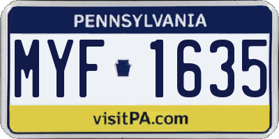 PA license plate MYF1635