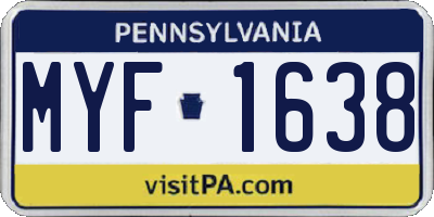 PA license plate MYF1638