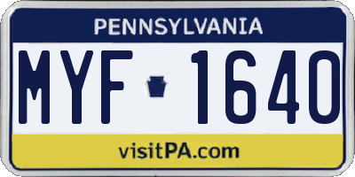 PA license plate MYF1640