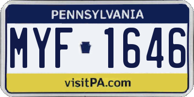 PA license plate MYF1646
