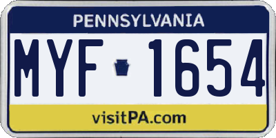 PA license plate MYF1654