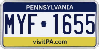 PA license plate MYF1655