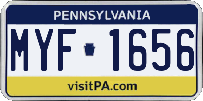 PA license plate MYF1656