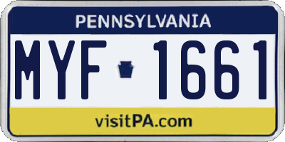 PA license plate MYF1661
