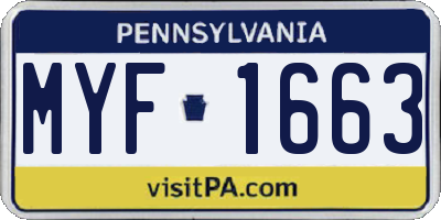 PA license plate MYF1663