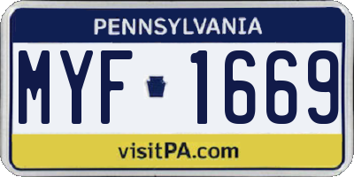 PA license plate MYF1669