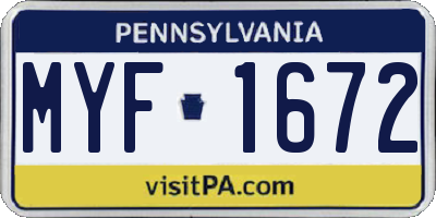 PA license plate MYF1672