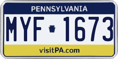 PA license plate MYF1673