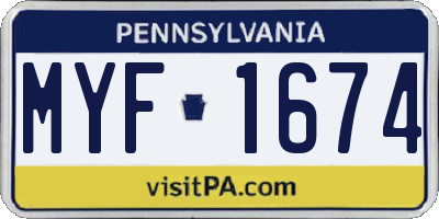 PA license plate MYF1674