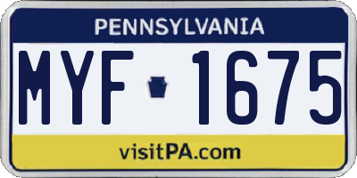 PA license plate MYF1675