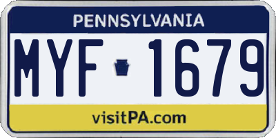 PA license plate MYF1679