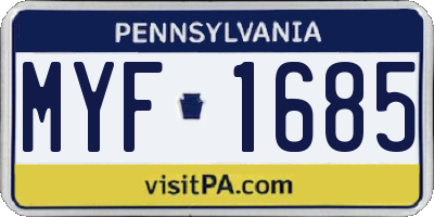 PA license plate MYF1685