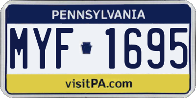 PA license plate MYF1695