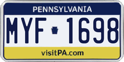 PA license plate MYF1698