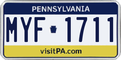 PA license plate MYF1711