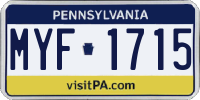 PA license plate MYF1715
