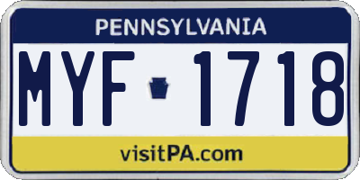 PA license plate MYF1718