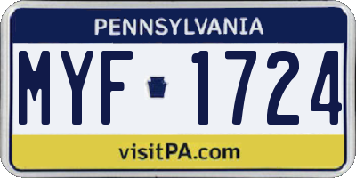 PA license plate MYF1724