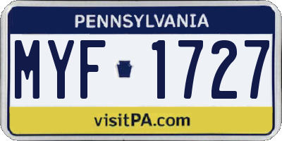 PA license plate MYF1727