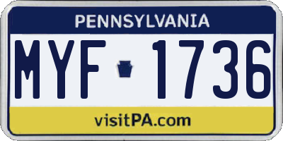 PA license plate MYF1736