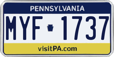 PA license plate MYF1737