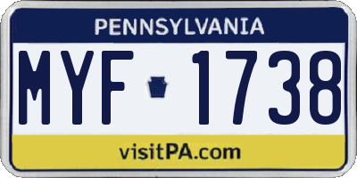 PA license plate MYF1738