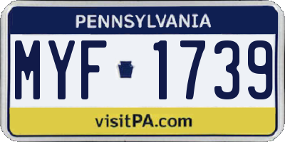 PA license plate MYF1739