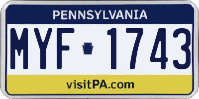 PA license plate MYF1743