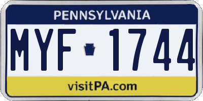 PA license plate MYF1744