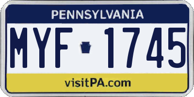 PA license plate MYF1745
