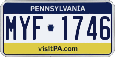 PA license plate MYF1746