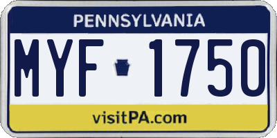 PA license plate MYF1750