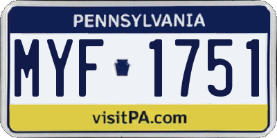 PA license plate MYF1751