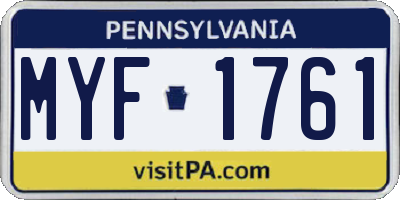 PA license plate MYF1761